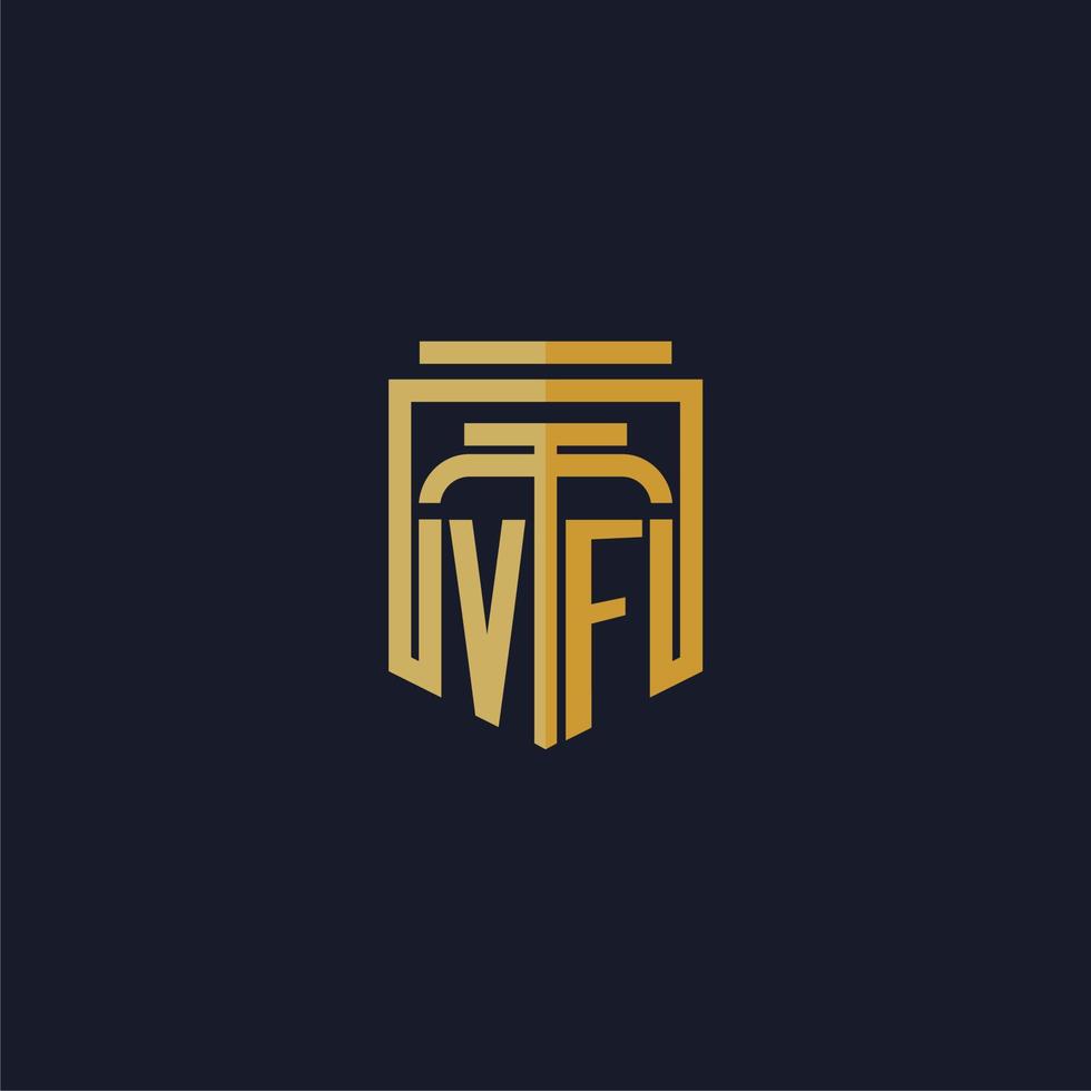 VF initial monogram logo elegant with shield style design for wall mural lawfirm gaming vector