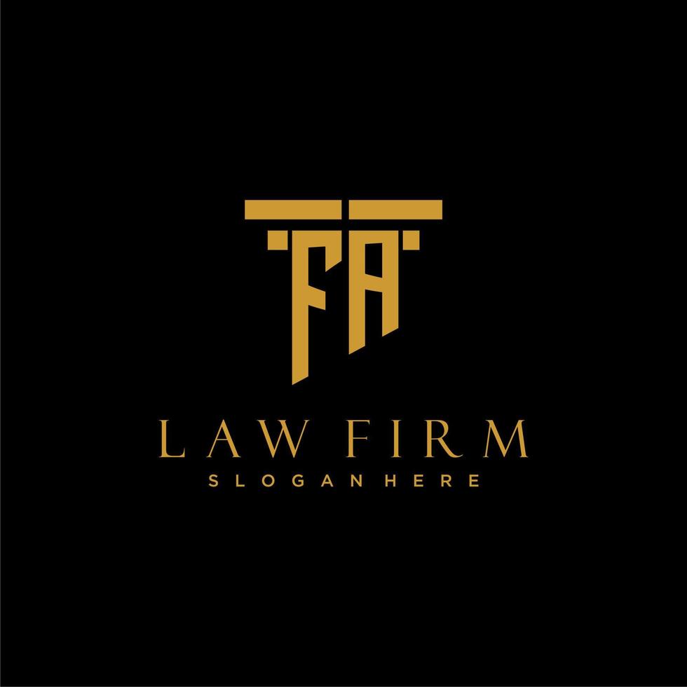 FA monogram initial logo for lawfirm with pillar design vector