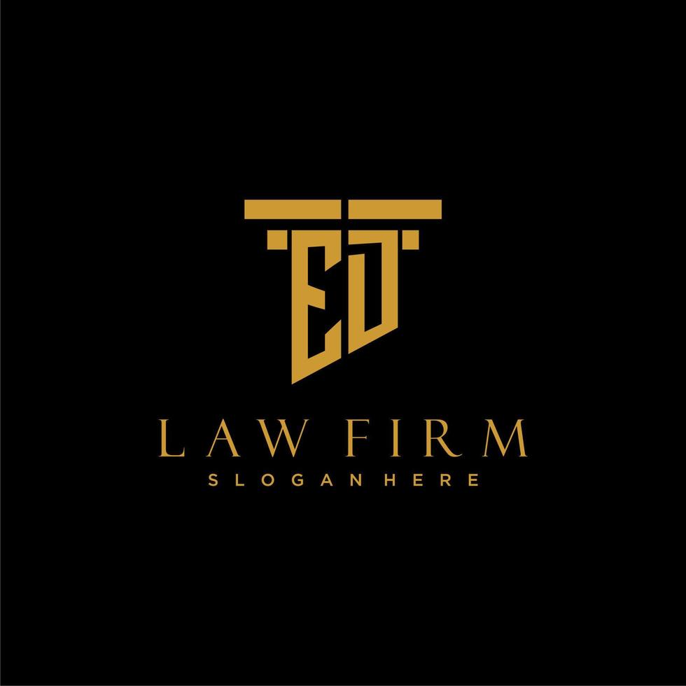 ED monogram initial logo for lawfirm with pillar design vector