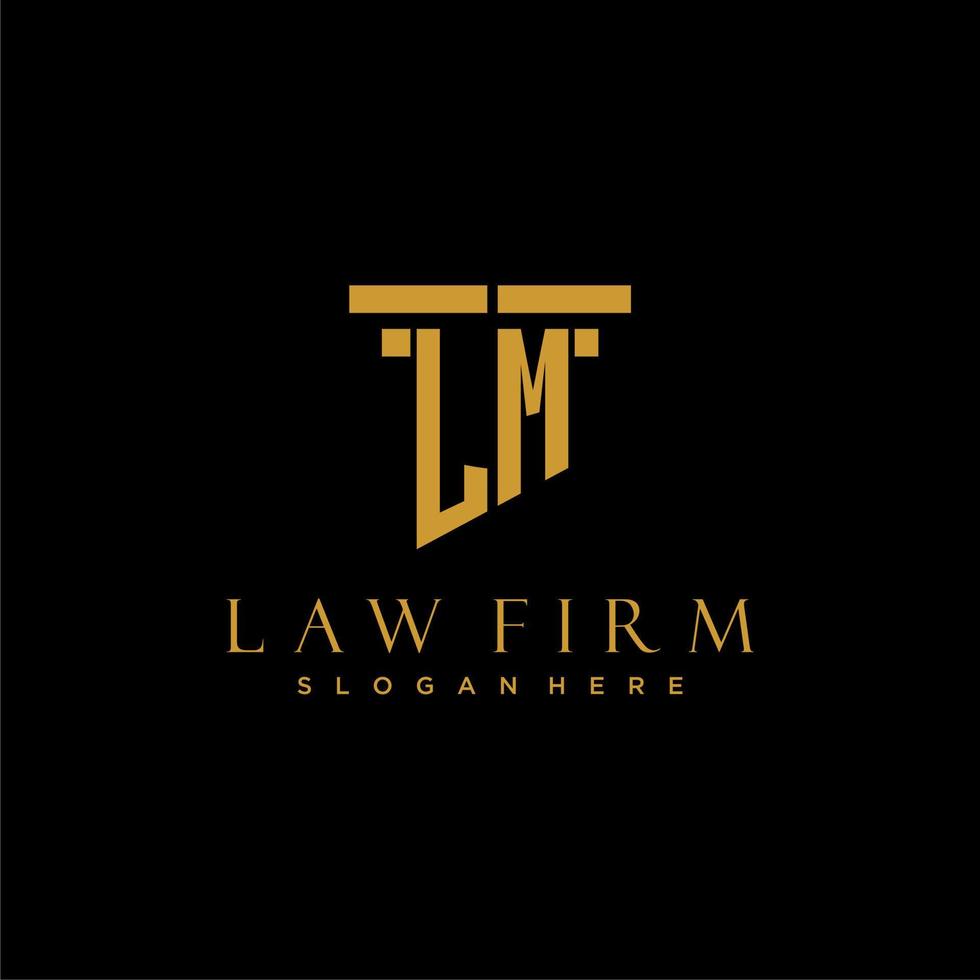 LM monogram initial logo for lawfirm with pillar design vector