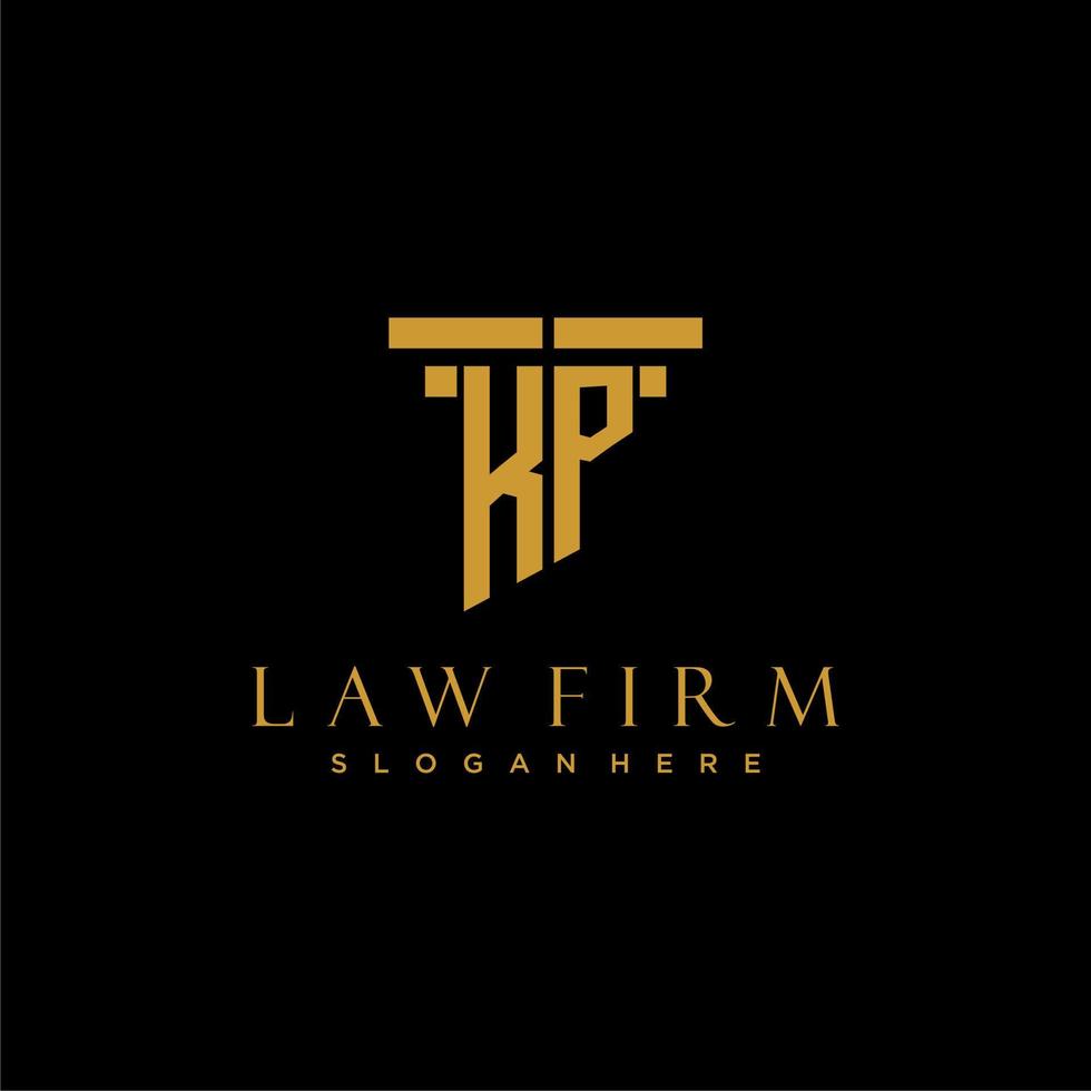 KP monogram initial logo for lawfirm with pillar design vector