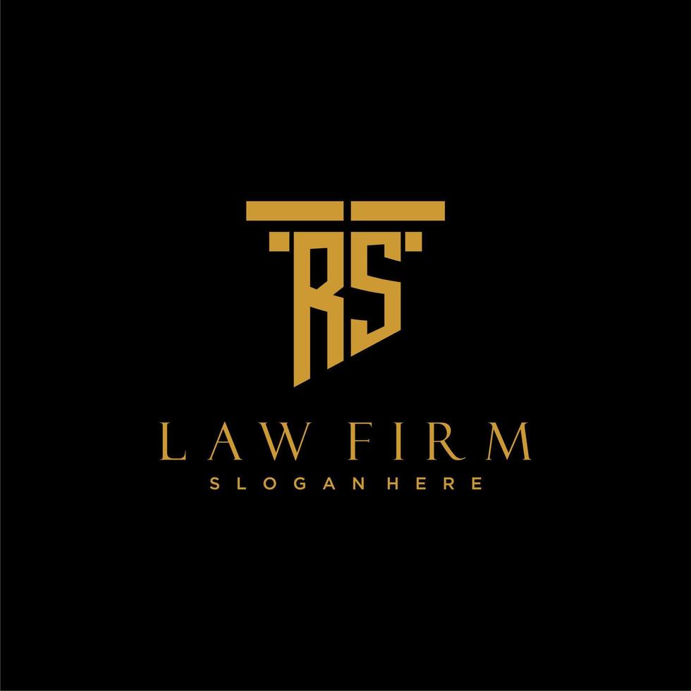 RS monogram initial logo for lawfirm with pillar design vector