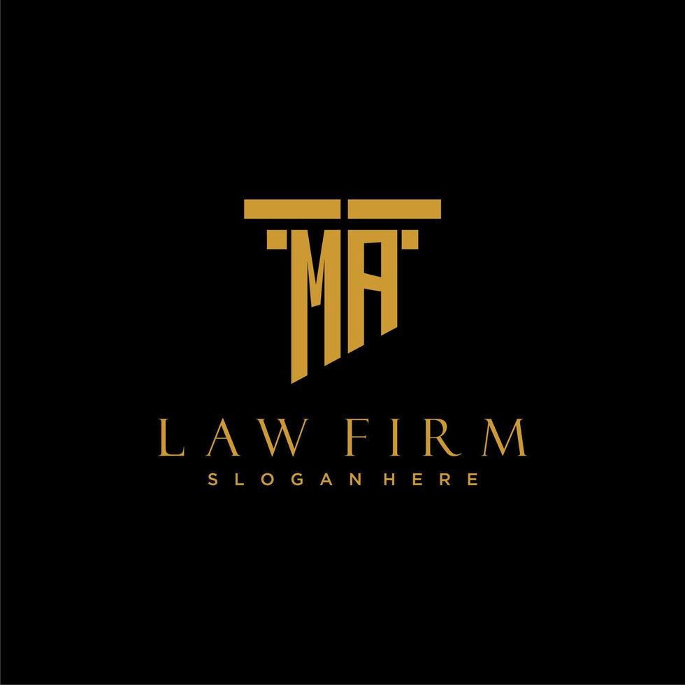 MA monogram initial logo for lawfirm with pillar design vector