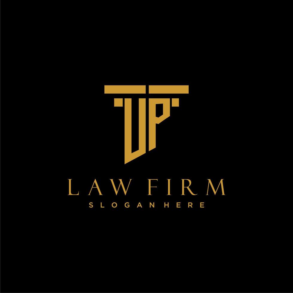UP monogram initial logo for lawfirm with pillar design vector