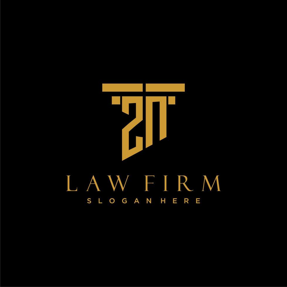 ZN monogram initial logo for lawfirm with pillar design vector
