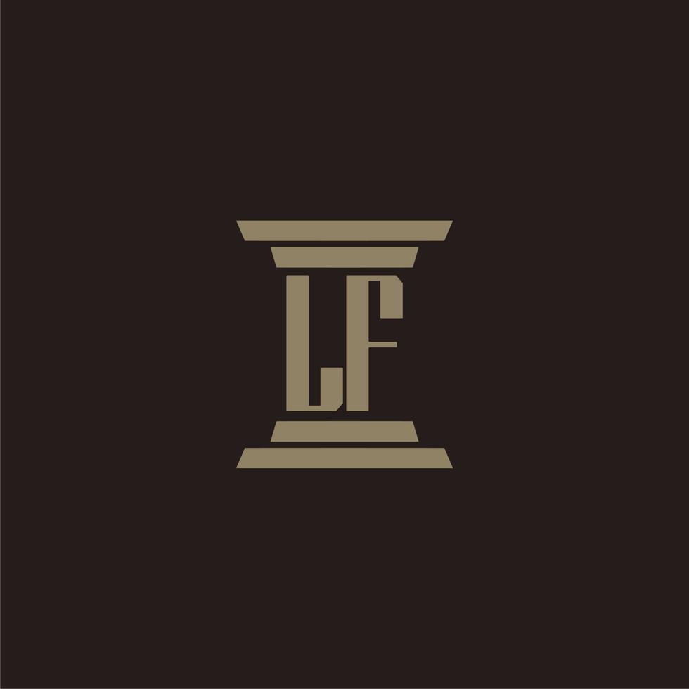 LF monogram initial logo for lawfirm with pillar design vector