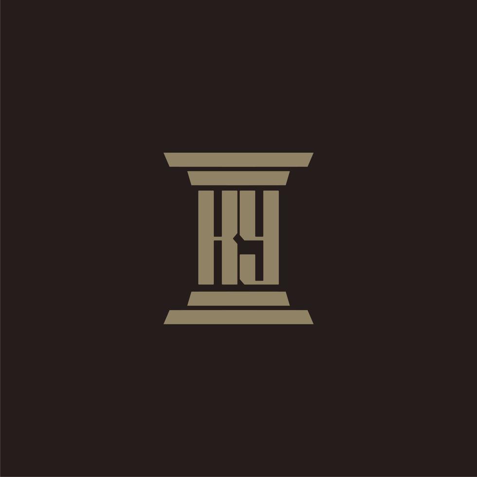KY monogram initial logo for lawfirm with pillar design vector