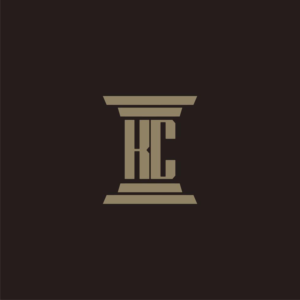 KC monogram initial logo for lawfirm with pillar design vector