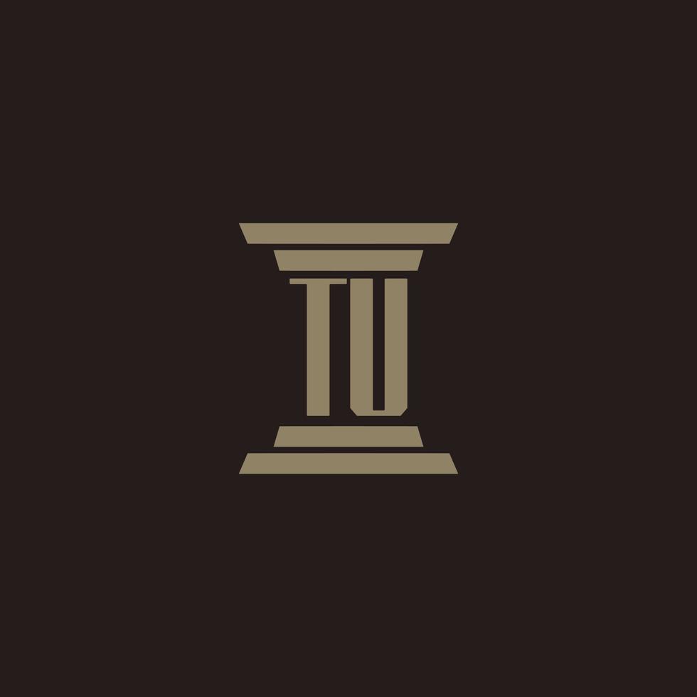 TU monogram initial logo for lawfirm with pillar design vector