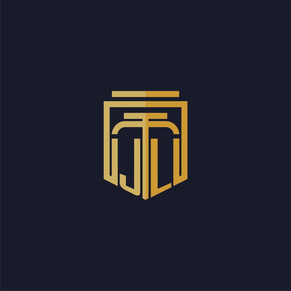 JL initial monogram logo elegant with shield style design for wall mural lawfirm gaming vector