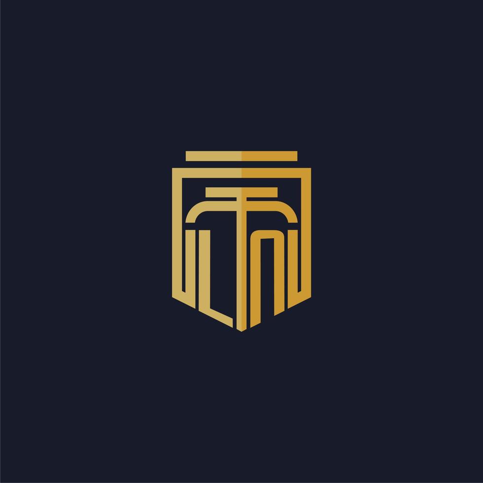 LN initial monogram logo elegant with shield style design for wall mural lawfirm gaming vector