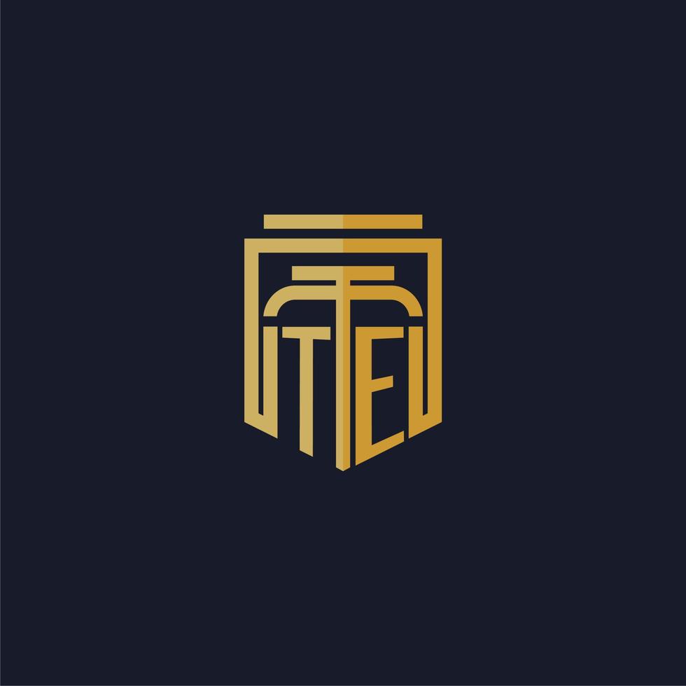 TE initial monogram logo elegant with shield style design for wall mural lawfirm gaming vector