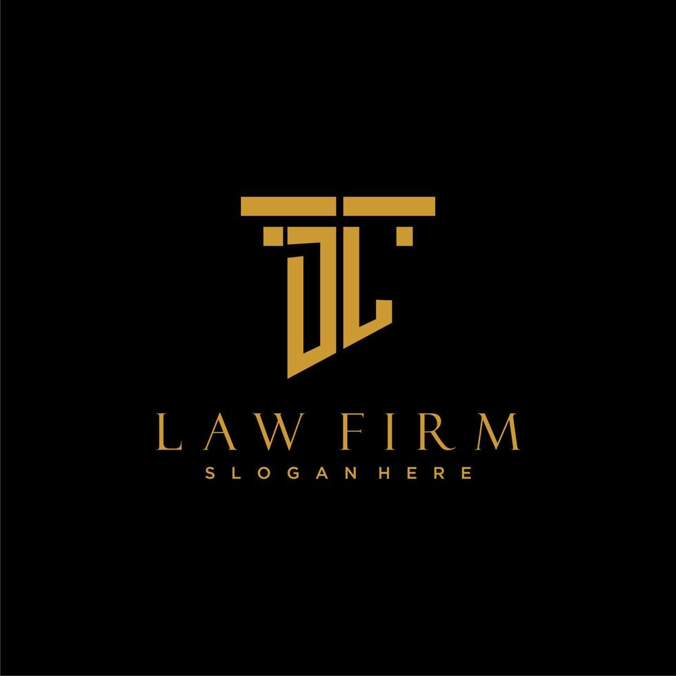 DL monogram initial logo for lawfirm with pillar design vector