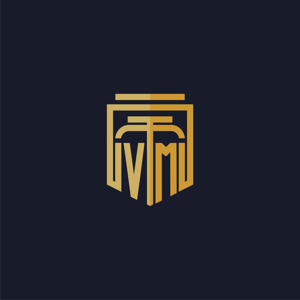 VM initial monogram logo elegant with shield style design for wall mural lawfirm gaming vector
