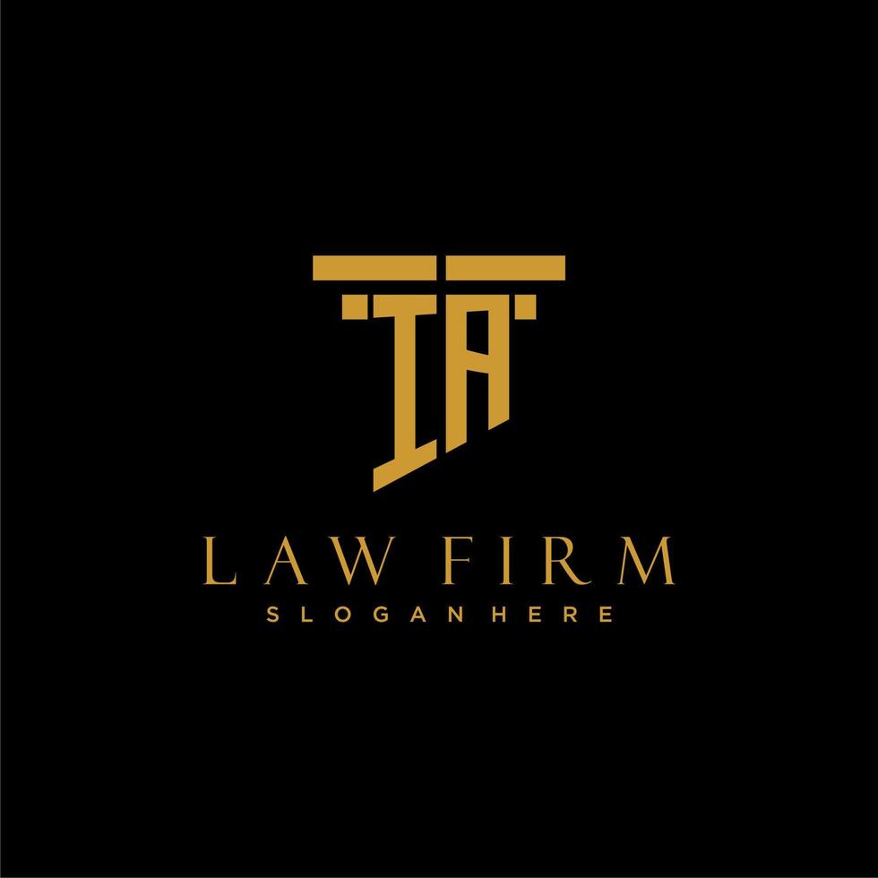 IA monogram initial logo for lawfirm with pillar design vector