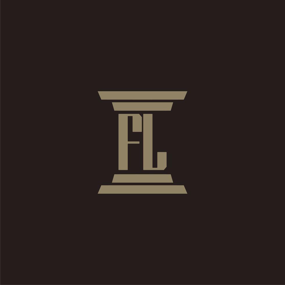 FL monogram initial logo for lawfirm with pillar design vector