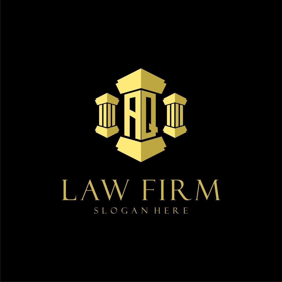 AQ initial monogram logo for lawfirm with pillar design vector