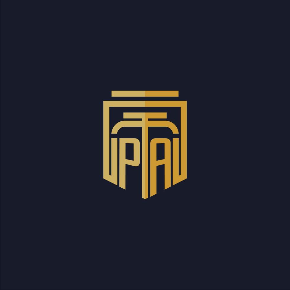 PA initial monogram logo elegant with shield style design for wall mural lawfirm gaming vector