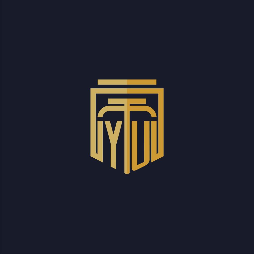 YU initial monogram logo elegant with shield style design for wall mural lawfirm gaming vector