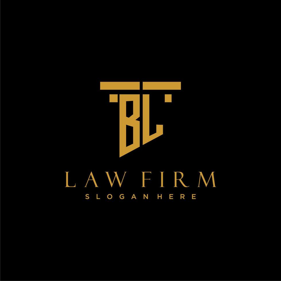 BL monogram initial logo for lawfirm with pillar design vector