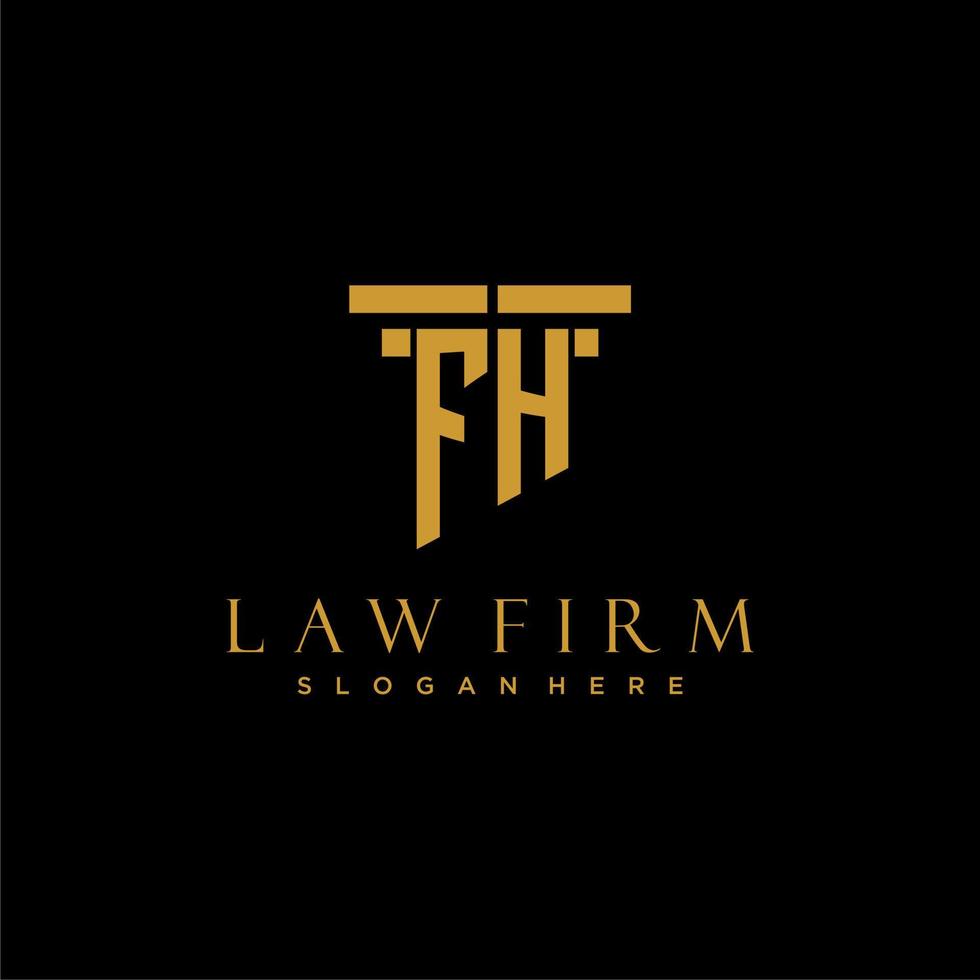 FH monogram initial logo for lawfirm with pillar design vector