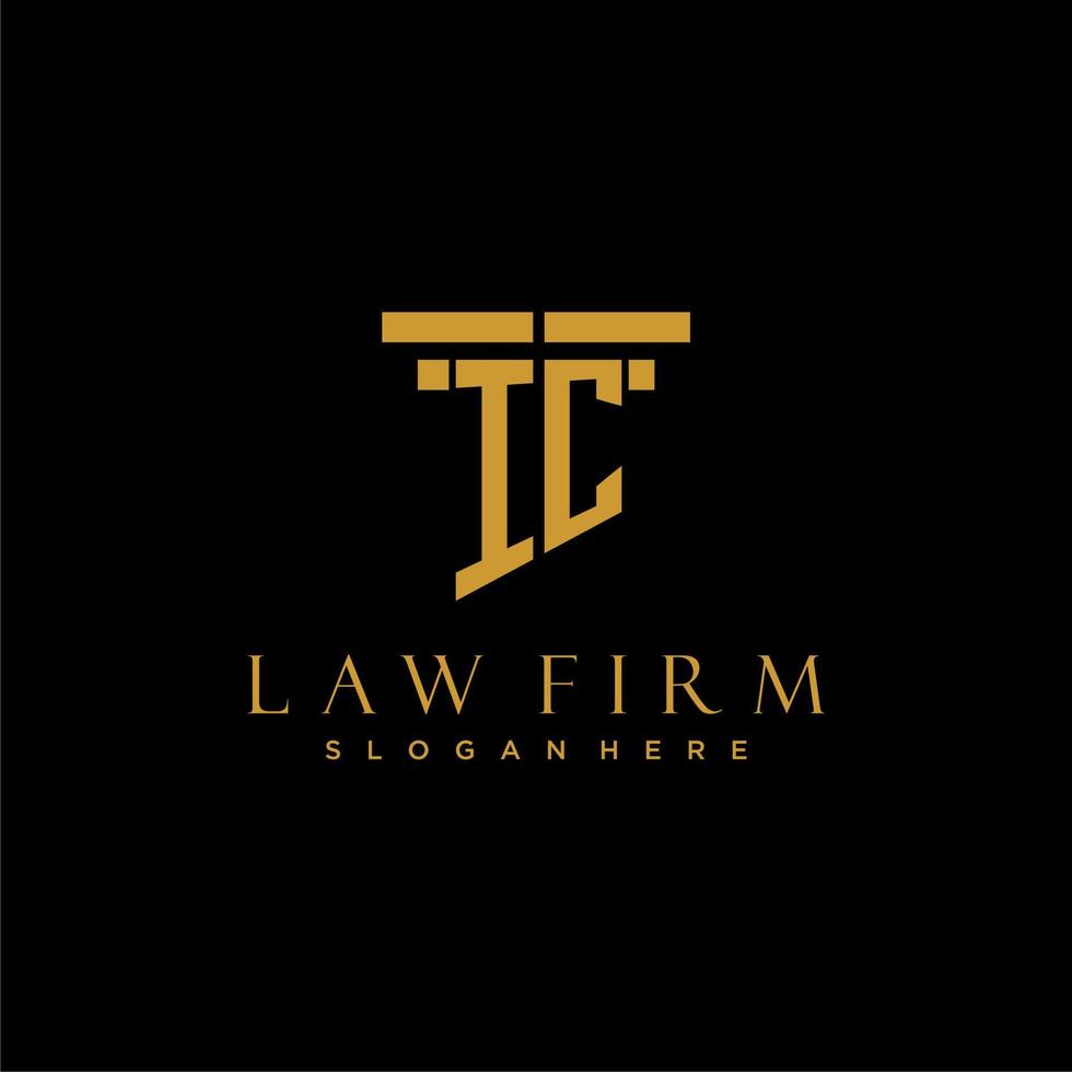 IC monogram initial logo for lawfirm with pillar design vector