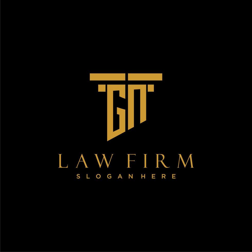 GN monogram initial logo for lawfirm with pillar design vector