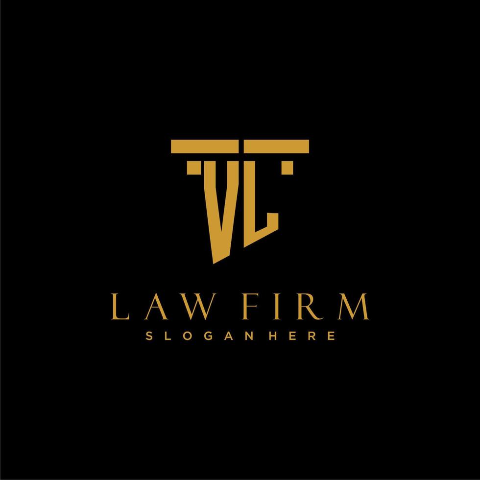 VL monogram initial logo for lawfirm with pillar design vector