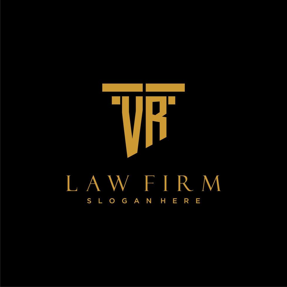 VR monogram initial logo for lawfirm with pillar design vector