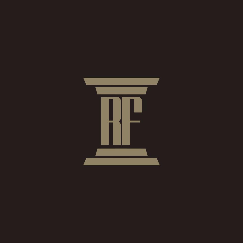 RF monogram initial logo for lawfirm with pillar design vector