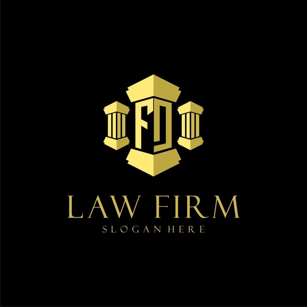 FD initial monogram logo for lawfirm with pillar design vector