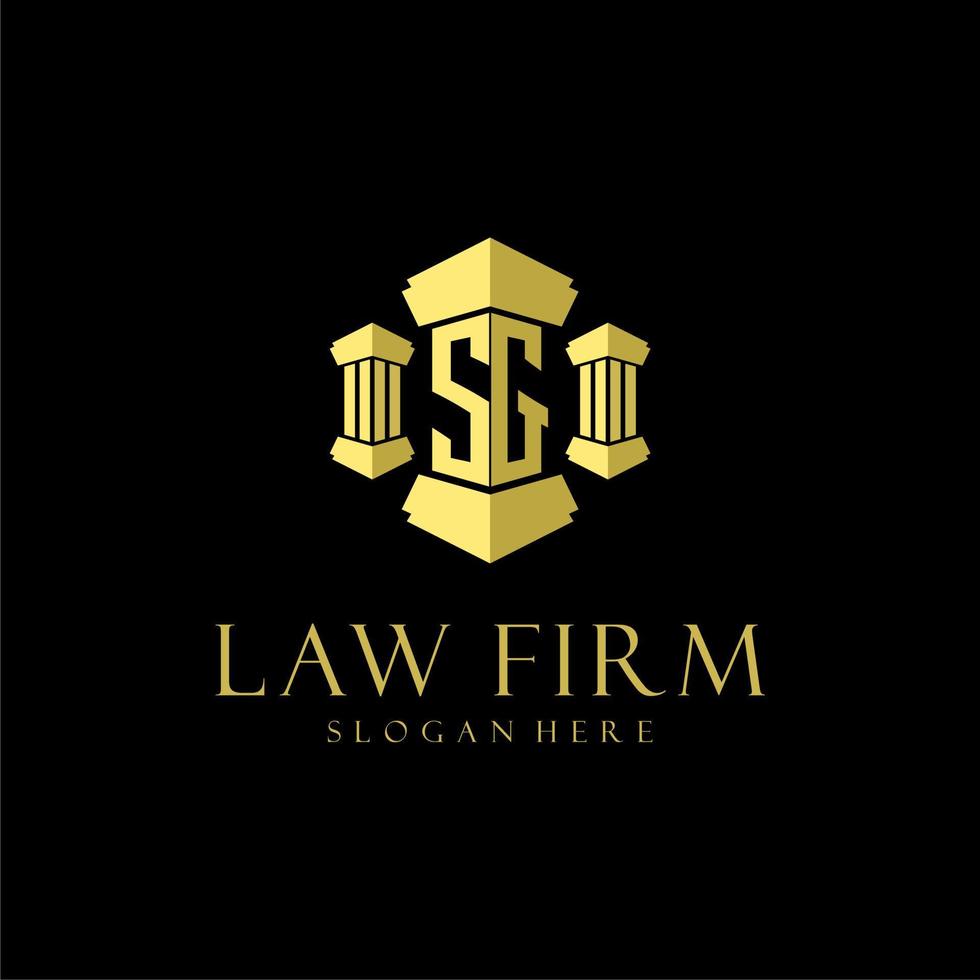 SG initial monogram logo for lawfirm with pillar design vector