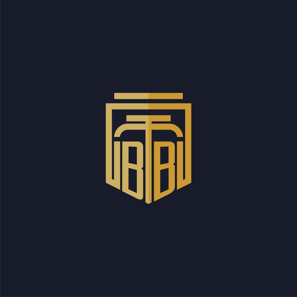 BB initial monogram logo elegant with shield style design for wall mural lawfirm gaming vector