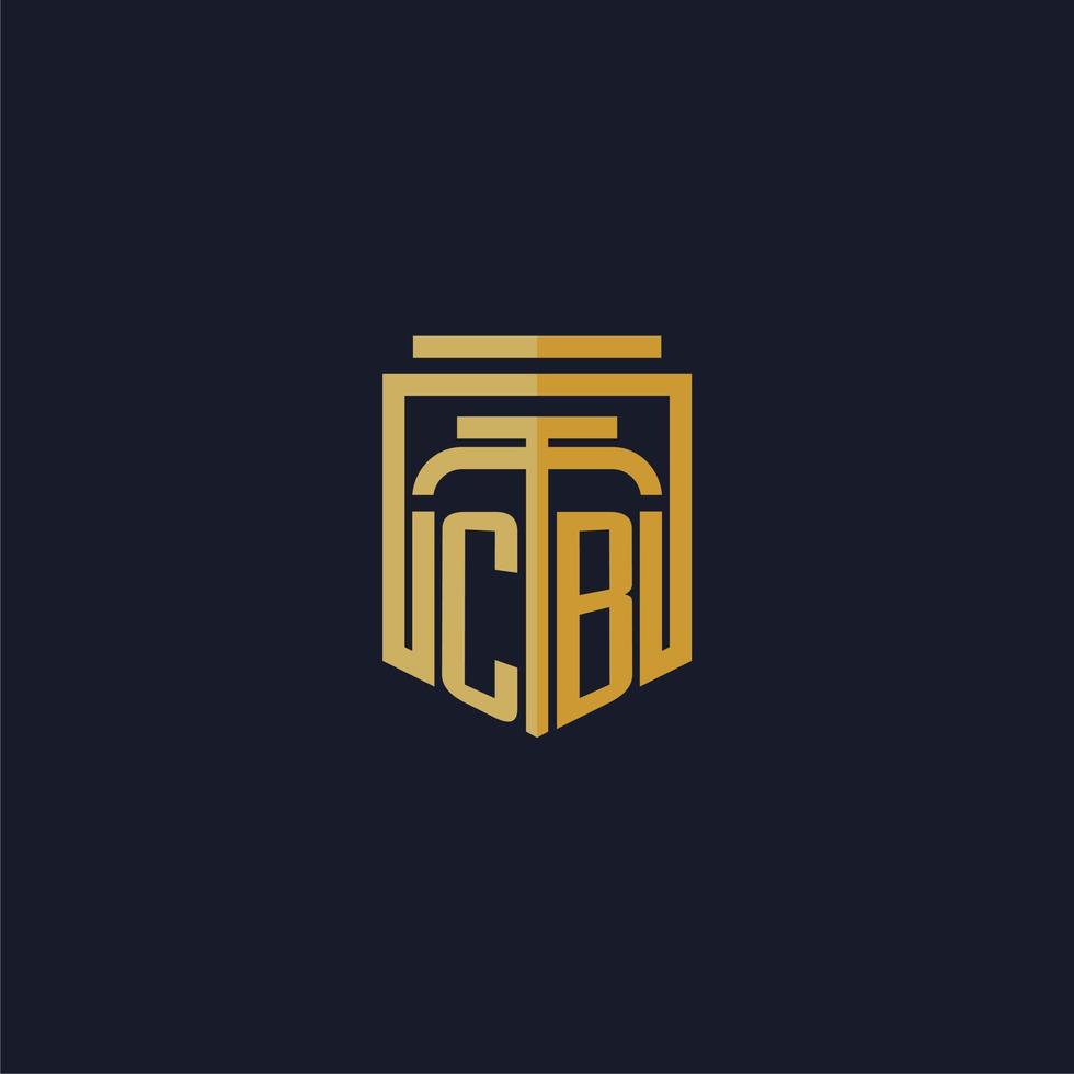 logotipo de monograma inicial de cb elegante con diseño de estilo de escudo para mural de juegos de bufete de abogados vector