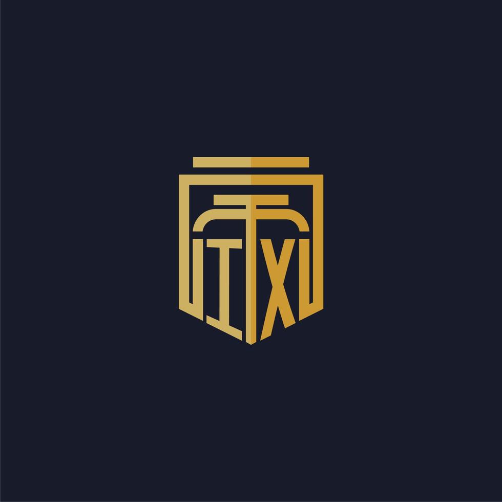 IX initial monogram logo elegant with shield style design for wall mural lawfirm gaming vector