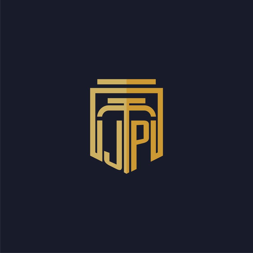 JP initial monogram logo elegant with shield style design for wall mural lawfirm gaming vector