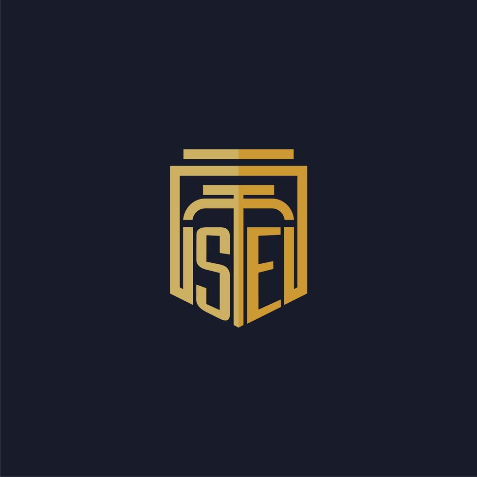 SE initial monogram logo elegant with shield style design for wall mural lawfirm gaming vector