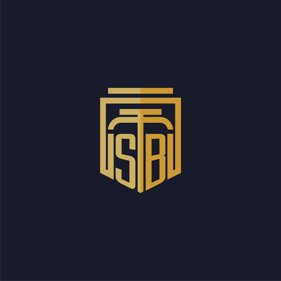 logotipo de monograma inicial de sb elegante con diseño de estilo de escudo para mural de juegos de bufete de abogados vector