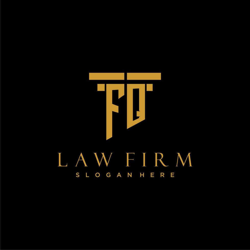 FQ monogram initial logo for lawfirm with pillar design vector