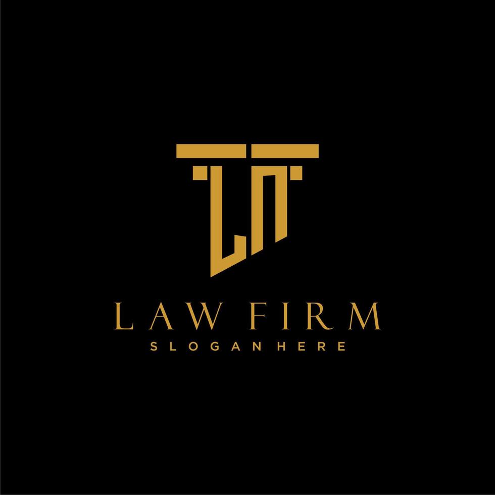 LN monogram initial logo for lawfirm with pillar design vector