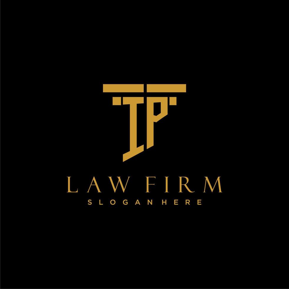 IP monogram initial logo for lawfirm with pillar design vector