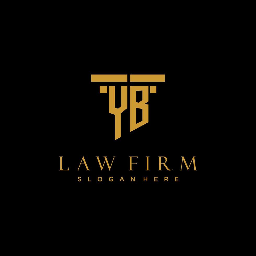 YB monogram initial logo for lawfirm with pillar design vector