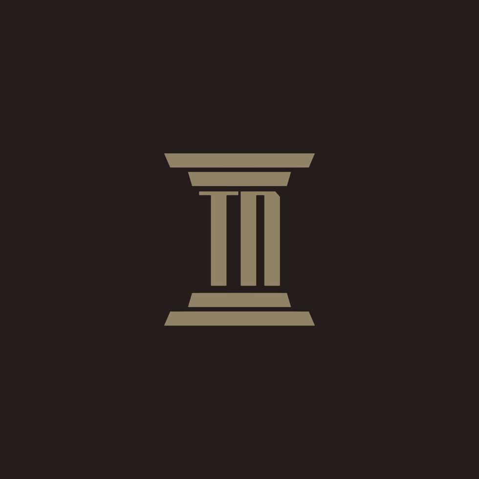 TN monogram initial logo for lawfirm with pillar design vector