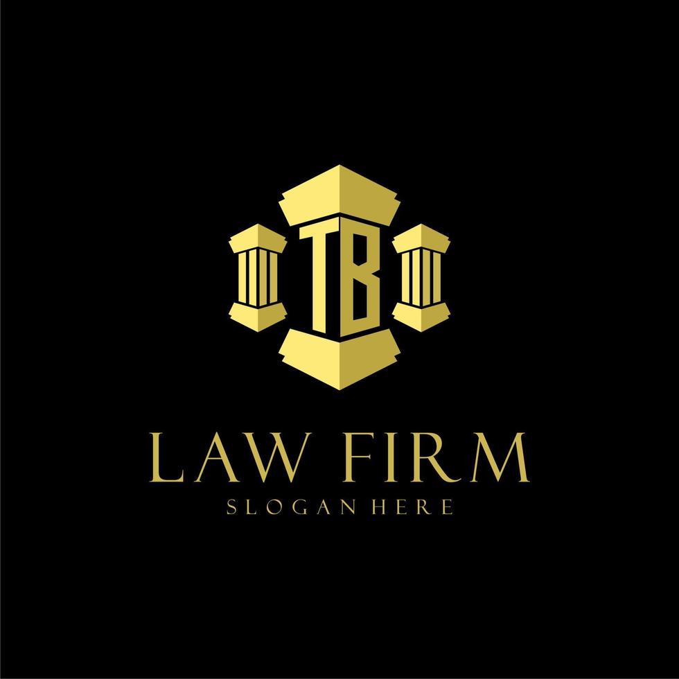 TB initial monogram logo for lawfirm with pillar design vector