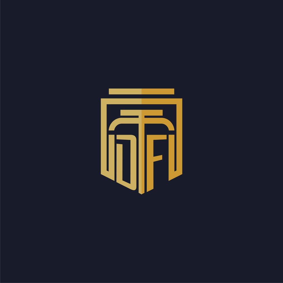 DF initial monogram logo elegant with shield style design for wall mural lawfirm gaming vector