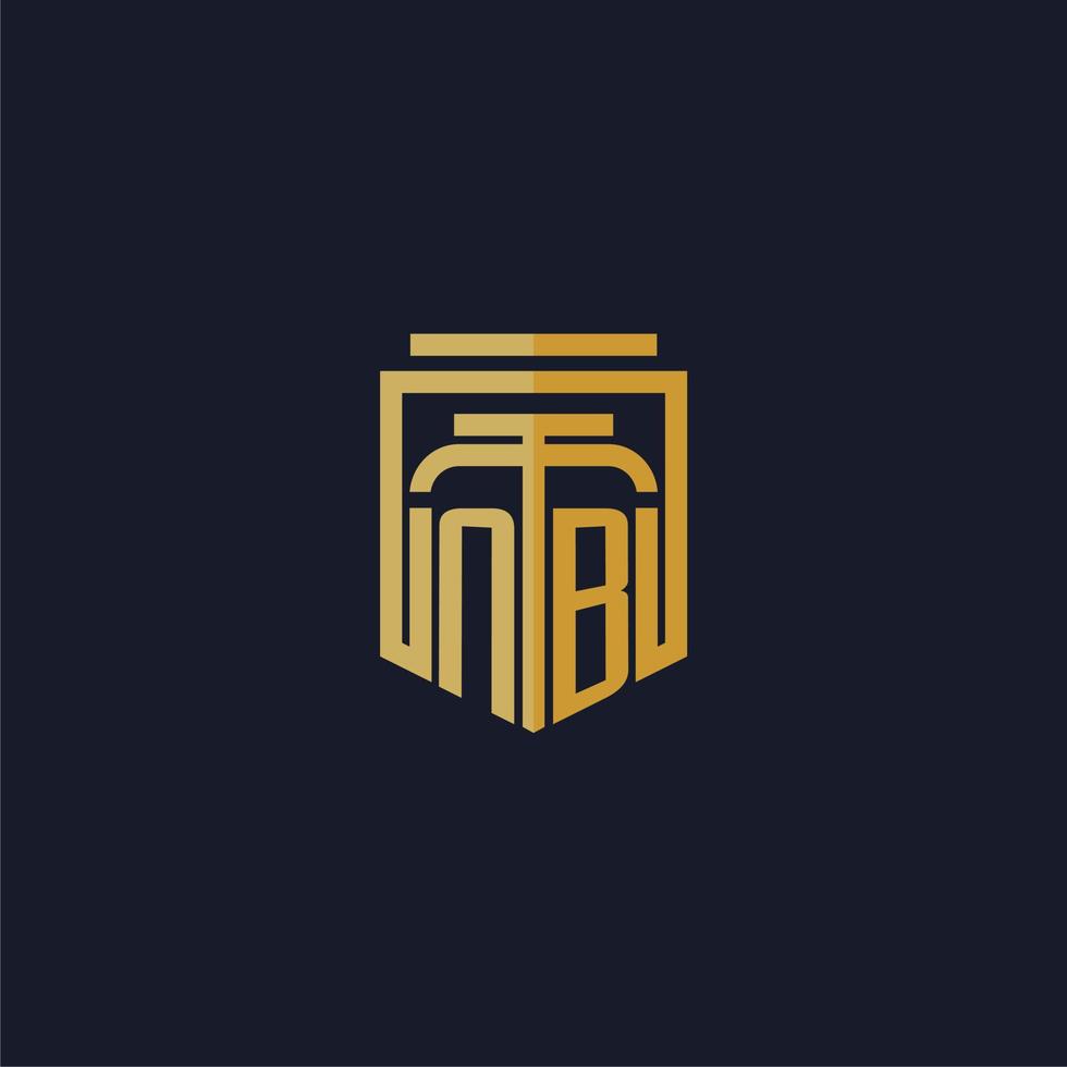 NB initial monogram logo elegant with shield style design for wall mural lawfirm gaming vector