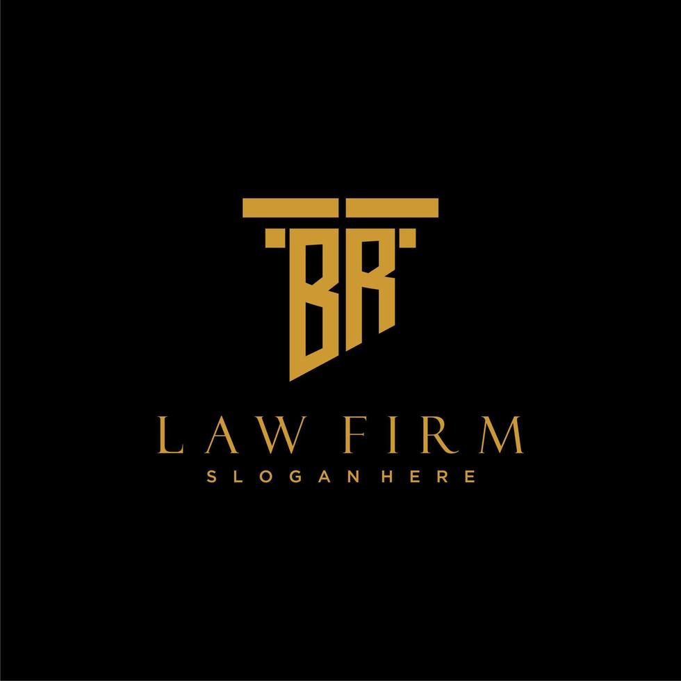 BR monogram initial logo for lawfirm with pillar design vector