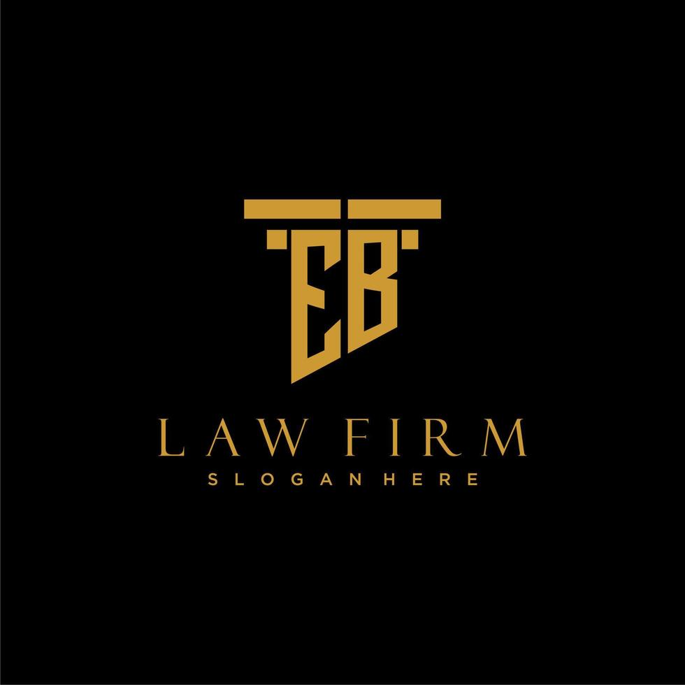 EB monogram initial logo for lawfirm with pillar design vector