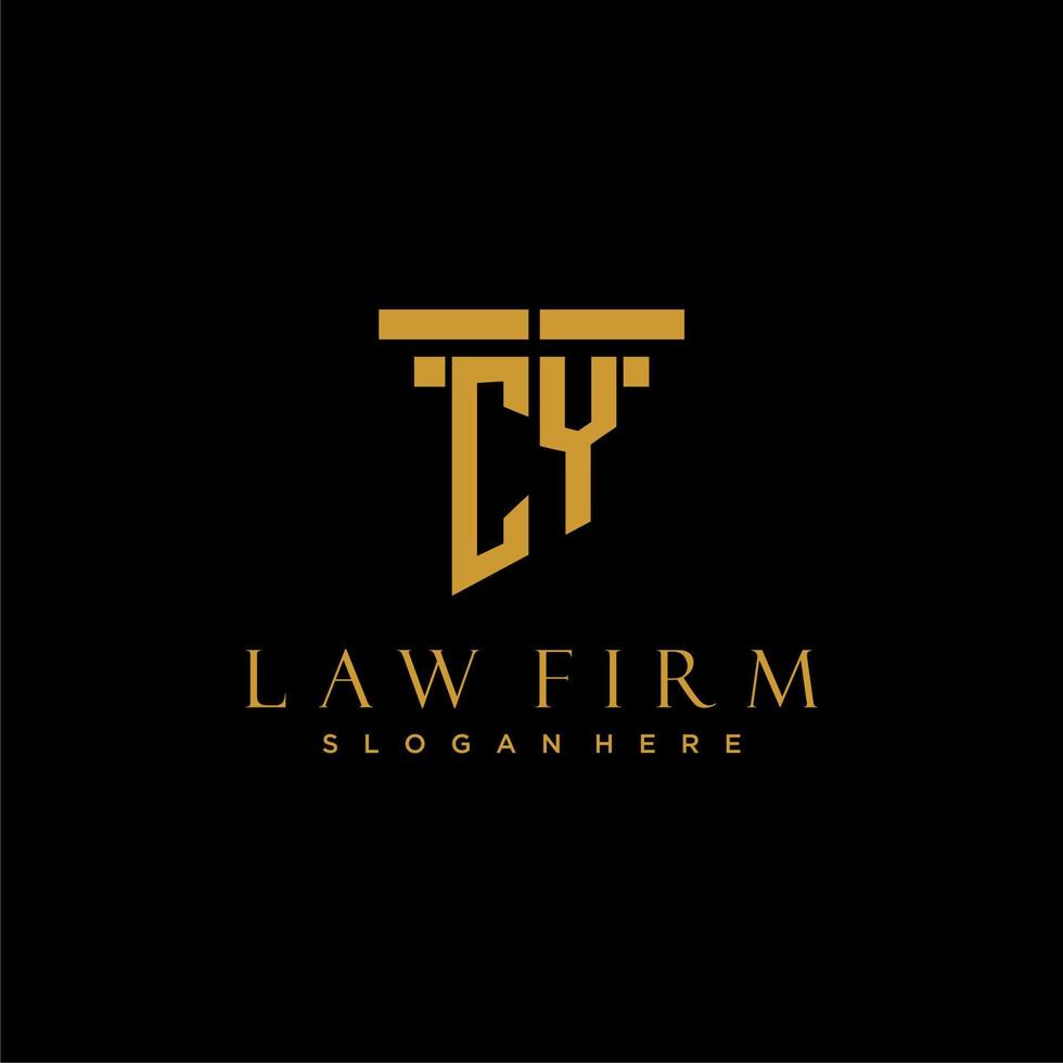 CY monogram initial logo for lawfirm with pillar design vector