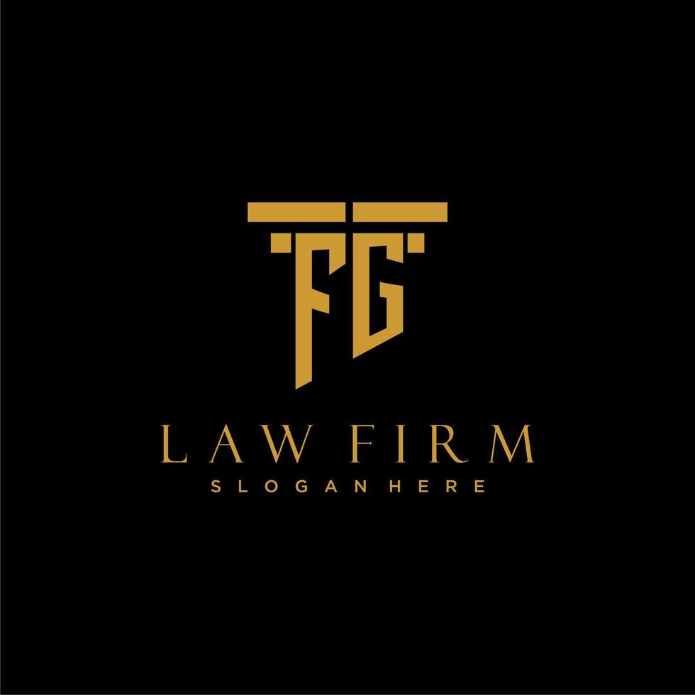 FG monogram initial logo for lawfirm with pillar design vector